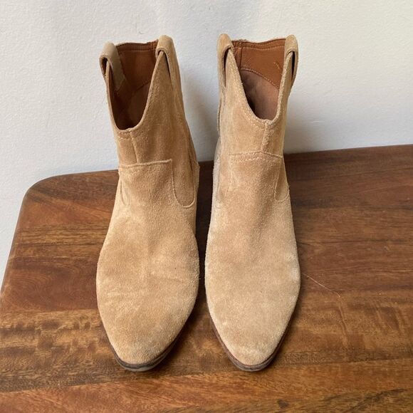 Lucky Brand Tan Ankle Booties with Suede Finish - Picture 6 of 9